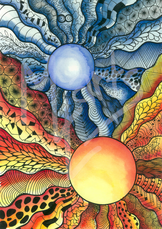 Watercolor painting - Night and Day