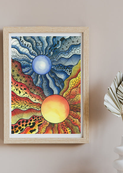 Watercolor painting - Night and Day